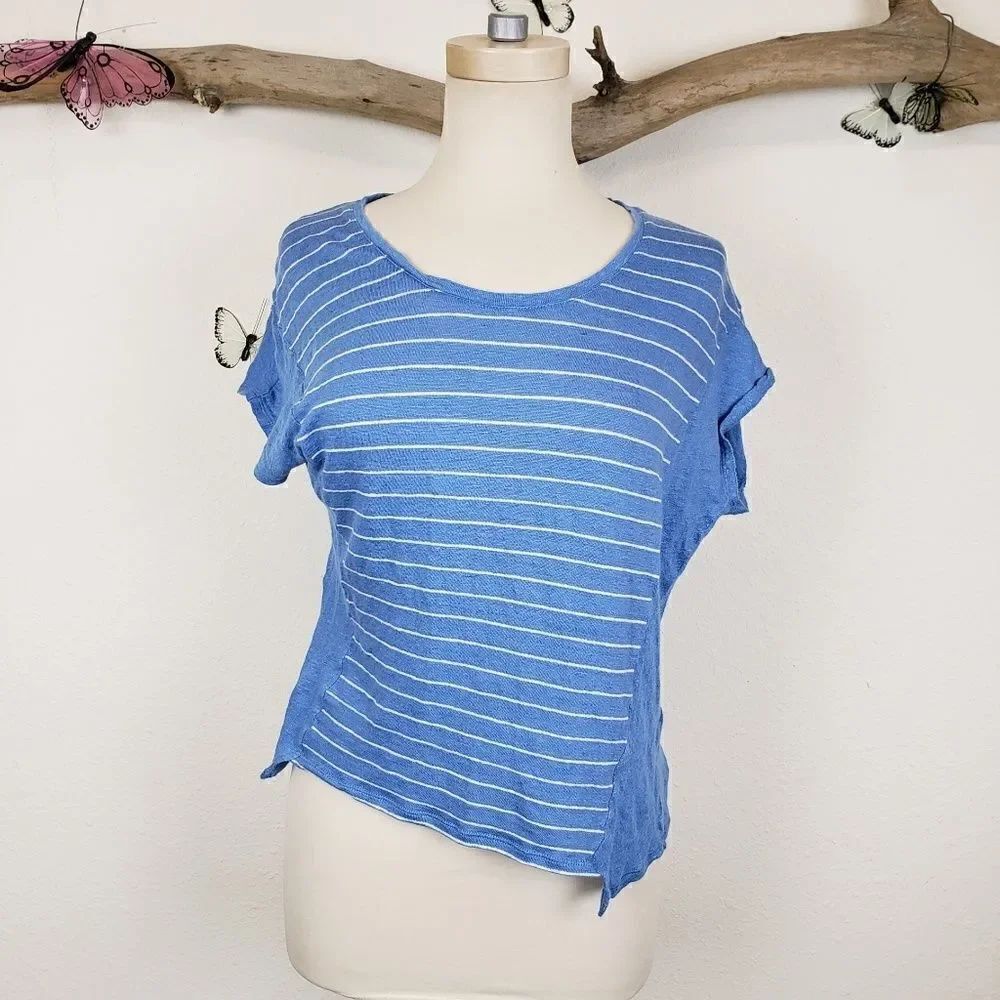 Vince asymmetrical striped linen shirt